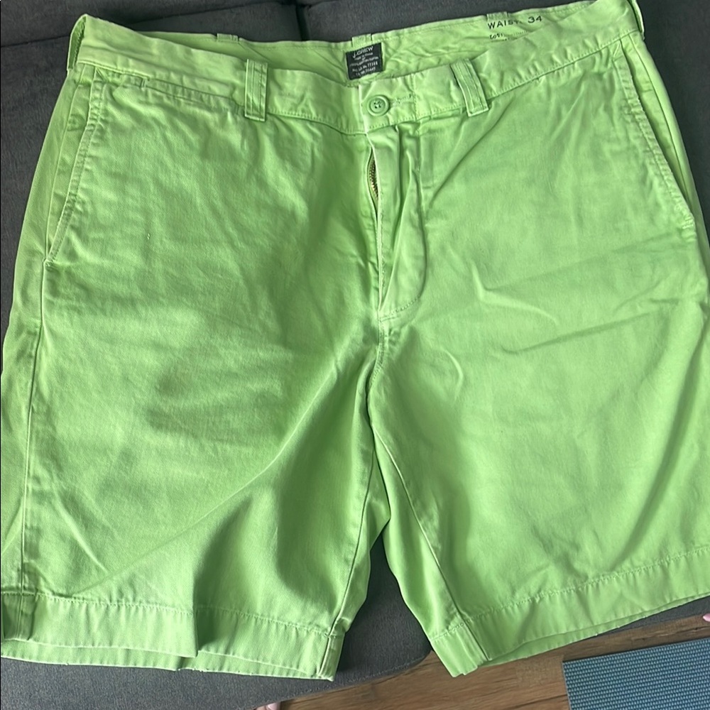 J. Crew Green Flat Front Shorts Casual Cotton Blend